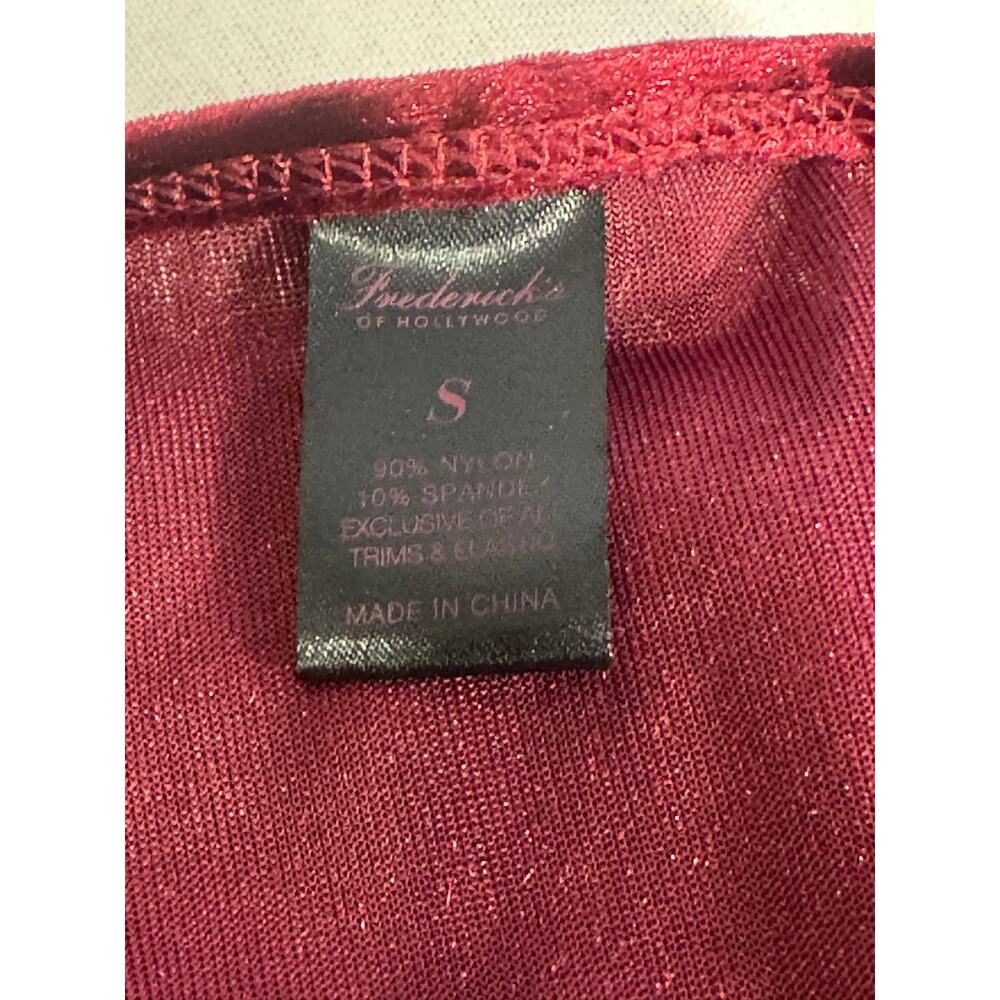 Vintage Fredericks of Hollywood Crushed Velvet Deep Plunge Bodysuit Wine Red Sm - Picture 4 of 9